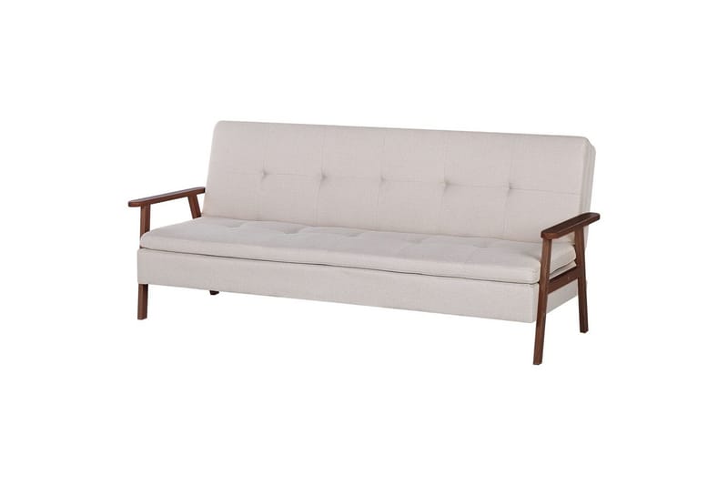 Sovesofa Tjorn - Beige, mørkt træ, 185x110 cm - Møbler - Sofaer - Sovesofaer