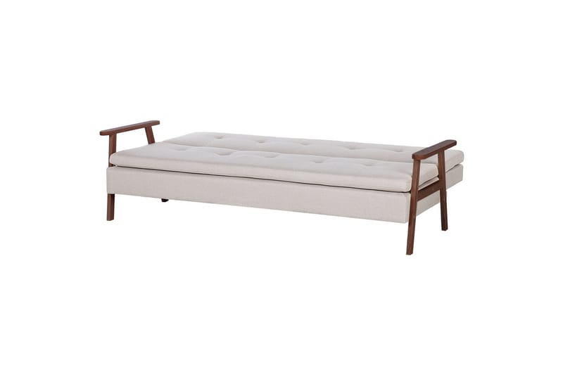 Sovesofa Tjorn - Beige, mørkt træ, 185x110 cm - Møbler - Sofaer - Sovesofaer