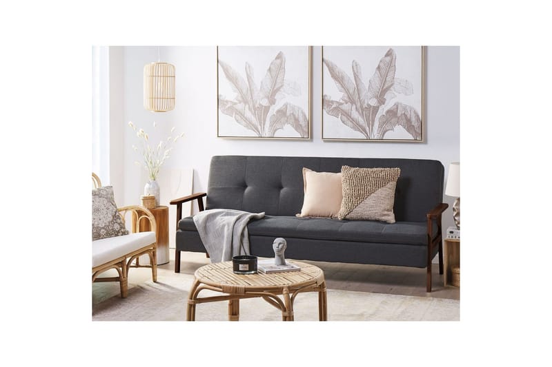Sovesofa Tjorn - Mørkegrå, mørkt træ, 185x110 cm - Møbler - Sofaer - Sovesofaer