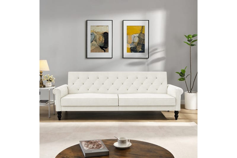 Sovesofa uden divan & chaiselong Loft24 Tyne Sovesofa 3-personers Hvid - Møbler - Sofaer - Sovesofaer