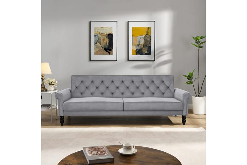 Sovesofa uden divan & chaiselong Loft24 Tyne Sovesofa 3-personers Grå - Møbler - Sofaer - Sovesofaer