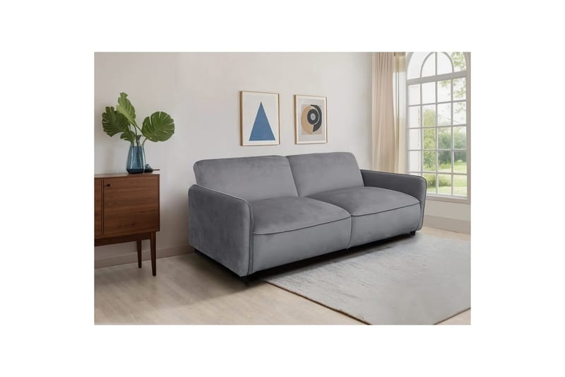 Sovesofa uden divan og chaiselong Loft24 Sovesofa Loft24 Alicia Grå Velour - Møbler - Sofaer - Sovesofaer