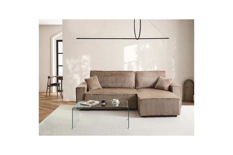 Sovesofa venstrevendt Abacka - Brun, Sort - Møbler - Sofaer - Sovesofaer