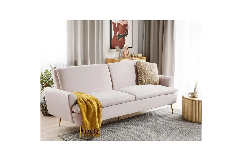 Sovesofa Vettre - Beige, guld - Møbler - Sofaer - Sovesofaer
