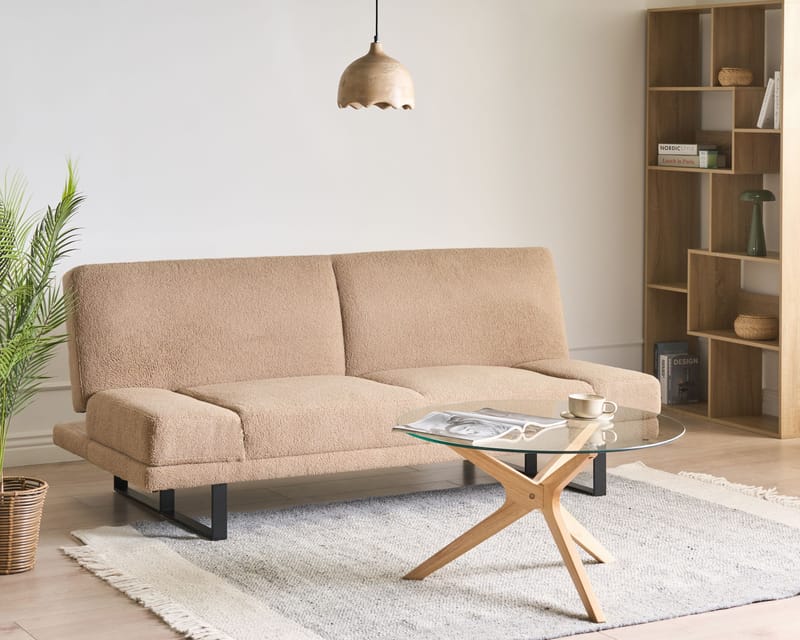 Sovesofa York Bouclé - Sandbeige - Møbler - Sofaer - Sovesofaer - 2 personers sovesofa
