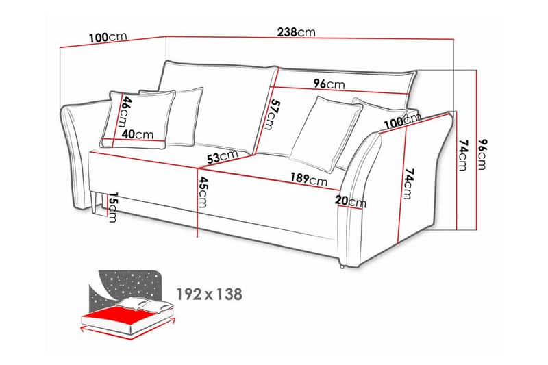 Staffin 3-sits Bäddsoffa NO_BRAND White - Møbler - Sofaer - Sovesofaer