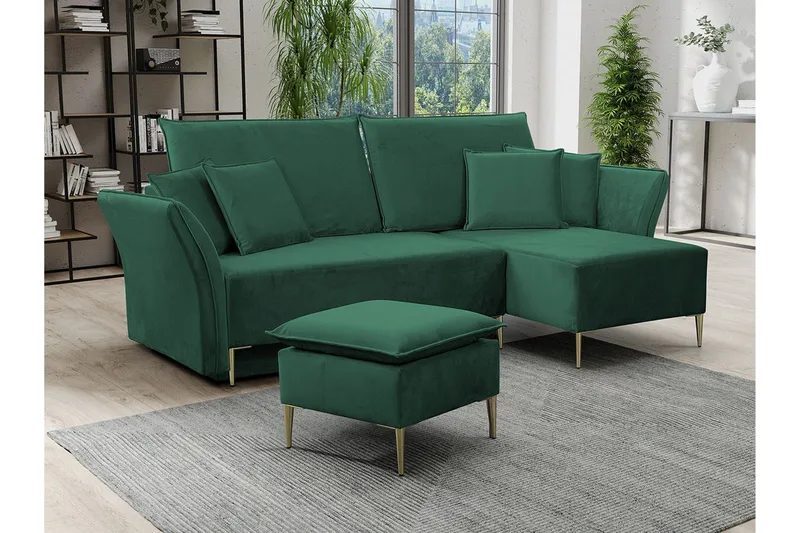 Staffin 3-sits Hörnbäddsoffa Dark green - Møbler - Sofaer - Sovesofaer