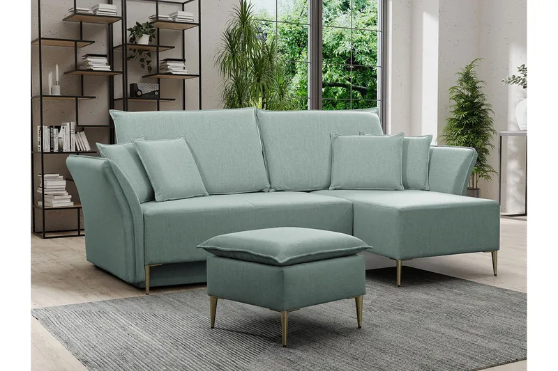 Staffin 3-sits Hörnbäddsoffa Light green - Møbler - Sofaer - Sovesofaer