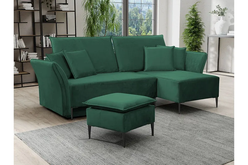 Staffin 3-sits Hörnbäddsoffa NO_BRAND Dark green - Møbler - Sofaer - Sovesofaer