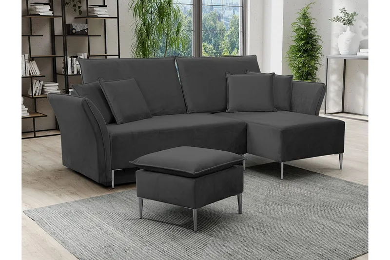 Staffin 3-sits Hörnbäddsoffa NO_BRAND Dark grey - Møbler - Sofaer - Sovesofaer