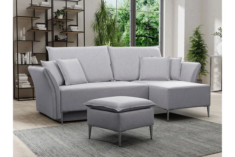 Staffin 3-sits Hörnbäddsoffa NO_BRAND Light grey/Dark grey - Møbler - Sofaer - Sovesofaer