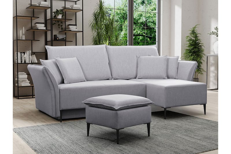 Staffin 3-sits Hörnbäddsoffa NO_BRAND Light grey/Dark grey - Møbler - Sofaer - Sovesofaer
