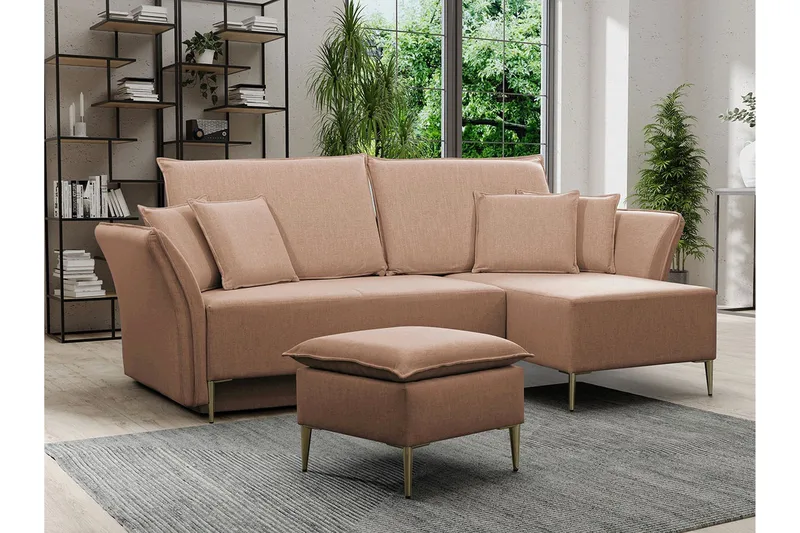 Staffin 3-sits Hörnbäddsoffa Pink - Møbler - Sofaer - Sovesofaer