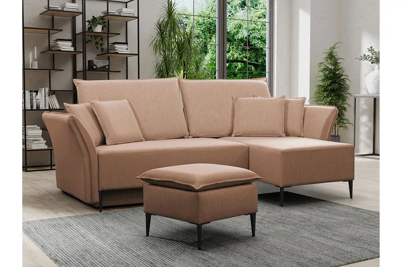 Staffin 3-sits Hörnbäddsoffa Pink - Møbler - Sofaer - Sovesofaer