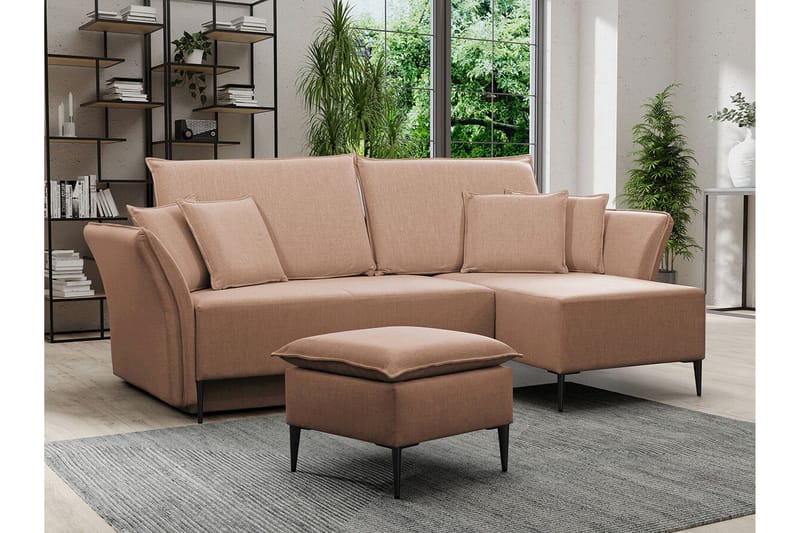 Staffin 3-sits Hörnbäddsoffa Pink - Møbler - Sofaer - Sovesofaer