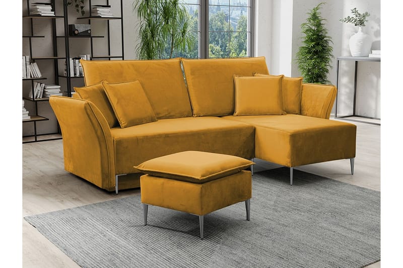 Staffin 3-personers Hjørnesovesofa - Gul - Møbler - Sofaer - Sovesofaer