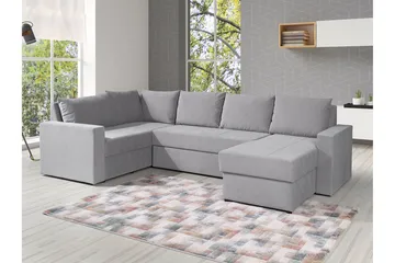 Staffin 4-sæders Højre U-formet Hjørnesovesofa 140x270 cm med Opbevaring i Stof - Lysegrå - Møbler - Sofaer - Sovesofaer