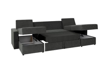 Staffin 4-sæders U-formet Hjørnesovesofa 140x283 cm med Opbevaring i Stof - Mørkegrå - Møbler - Sofaer - Sovesofaer
