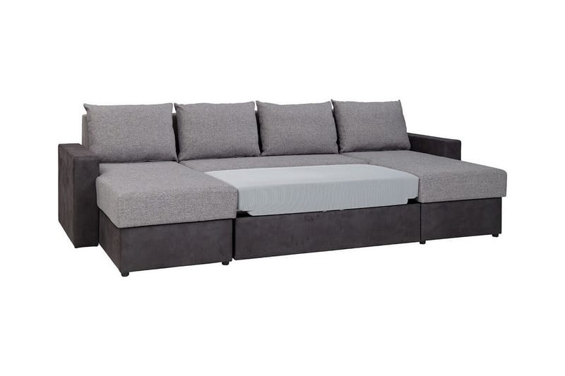 Staffin 4-sæders U-formet Hjørnesovesofa 140x283 cm med Opbevaring i Stof - Mørkegrå - Møbler - Sofaer - Sovesofaer