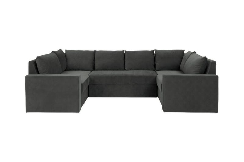 Staffin 4-sæders U-formet Sovesofa med Chaiselong 140x276 cm med Opbevaring i Stof - Mørkegrå - Møbler - Sofaer - Sovesofaer