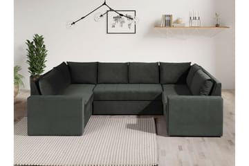 Staffin 4-sæders U-formet Sovesofa med Chaiselong 140x276 cm med Opbevaring i Stof - Mørkegrå - Møbler - Sofaer - Sovesofaer
