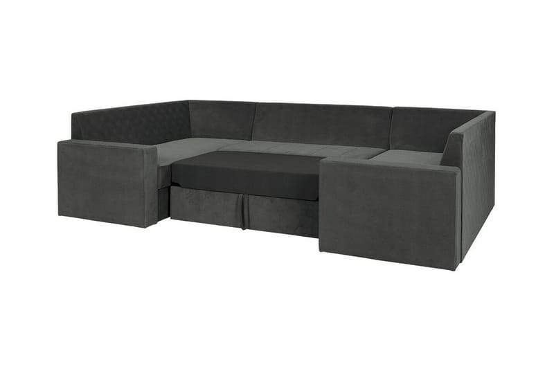 Staffin 4-sæders U-formet Sovesofa med Chaiselong 140x276 cm med Opbevaring i Stof - Mørkegrå - Møbler - Sofaer - Sovesofaer
