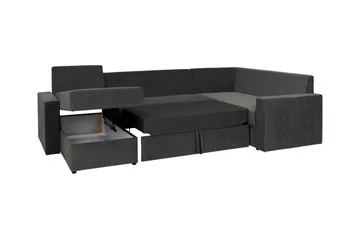 Staffin 4-sæders Venstre U-formet Hjørnesovesofa 140x270 cm med Opbevaring i Stof - Mørkegrå - Møbler - Sofaer - Sovesofaer