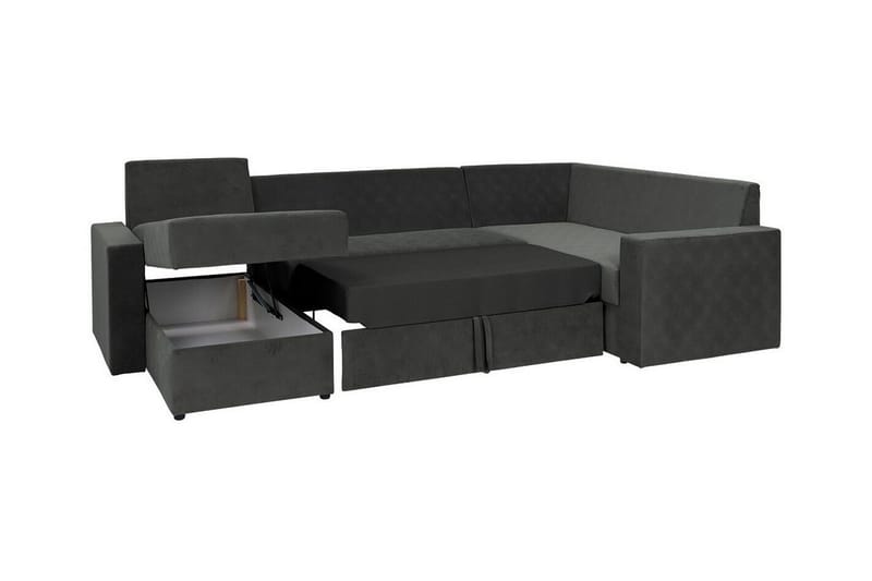 Staffin 4-sæders Venstre U-formet Hjørnesovesofa 140x270 cm med Opbevaring i Stof - Mørkegrå - Møbler - Sofaer - Sovesofaer