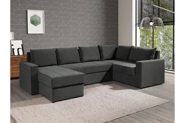 Staffin 4-sæders Venstre U-formet Hjørnesovesofa 140x270 cm med Opbevaring i Stof - Mørkegrå - Møbler - Sofaer - Sovesofaer