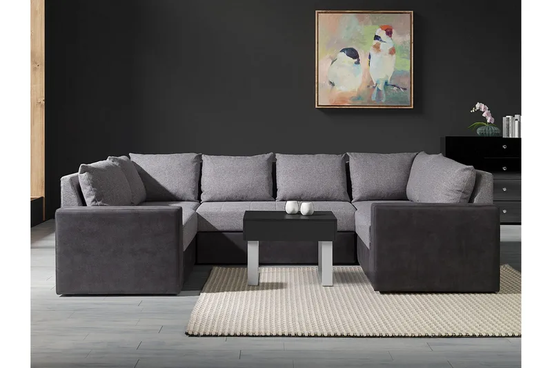 Staffin 4-sits Hörnbäddsoffa Light grey/Dark grey - Møbler - Sofaer - Sovesofaer