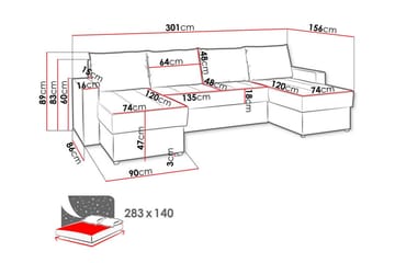 Staffin 4-sits Hörnbäddsoffa Ljusgrå - Møbler - Sofaer - Sovesofaer