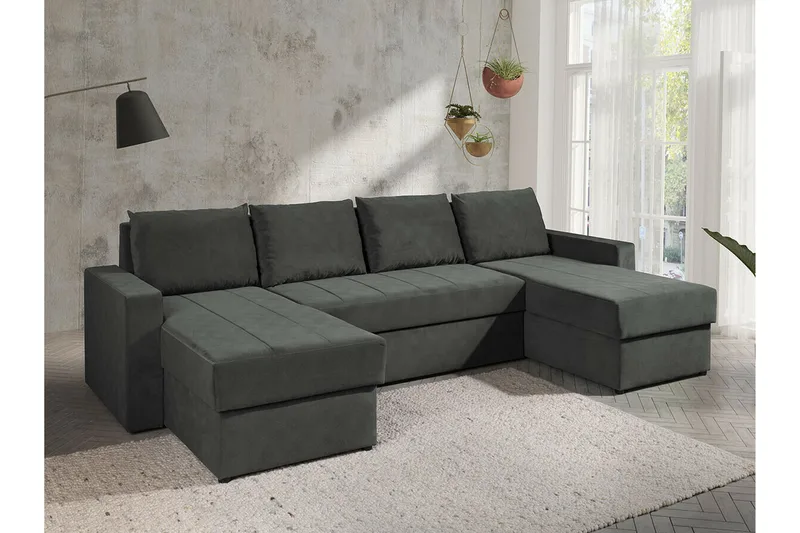 Staffin 4-sits Hörnbäddsoffa NO_BRAND Dark grey - Møbler - Sofaer - Sovesofaer