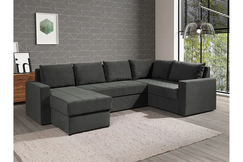 Staffin 4-sits Hörnbäddsoffa NO_BRAND Dark grey - Møbler - Sofaer - Sovesofaer