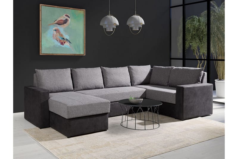 Staffin 4-sits Hörnbäddsoffa NO_BRAND Dark grey/Light grey - Møbler - Sofaer - Sovesofaer