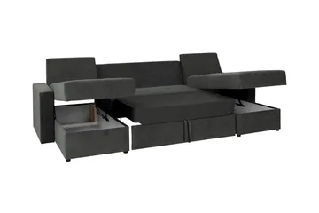 Staffin 4-personers U-formet Hjørnesovesofa 140x283 cm med Opbevaring i Stof - Grå - Møbler - Sofaer - Sovesofaer