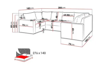 Staffin 4-personers U-formet Hjørnesovesofa 140x276 cm med Opbevaring i Stof - Grå - Møbler - Sofaer - Sovesofaer