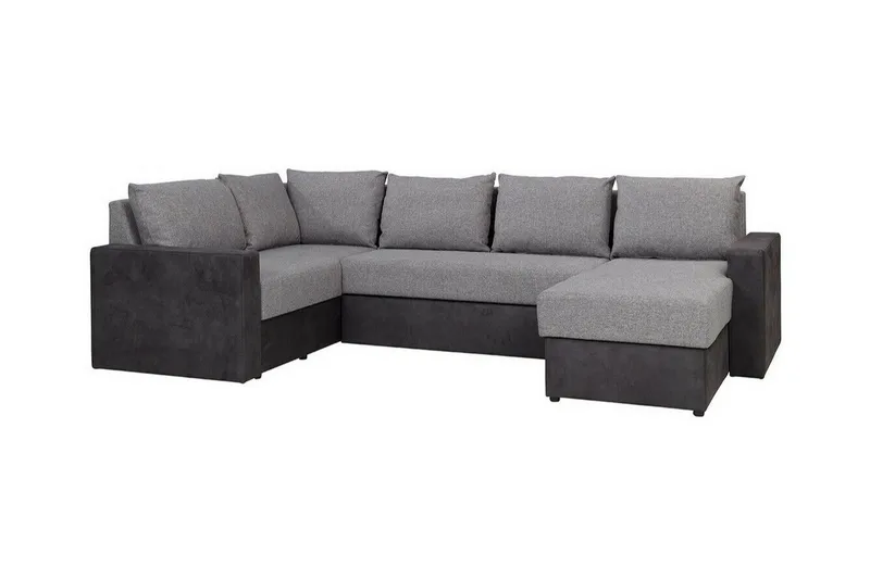 Staffin 4-personers Højre U-formet Hjørnesovesofa 140x270 cm med Opbevaring i Stof, Grå