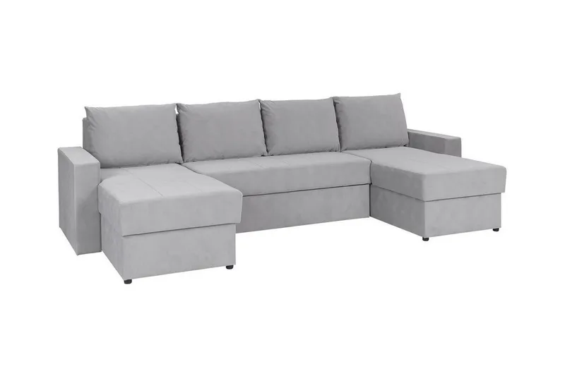 Staffin 4-personers U-formet Hjørnesovesofa 140x283 cm med Opbevaring i Stof, Grå