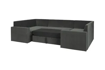 Staffin 4-personers U-formet Hjørnesovesofa 140x276 cm med Opbevaring i Stof - Grå - Møbler - Sofaer - Sovesofaer