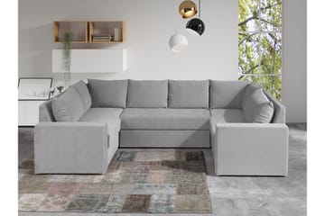 Staffin 4-personers U-formet Hjørnesovesofa 140x276 cm med Opbevaring i Stof - Grå - Møbler - Sofaer - Sovesofaer