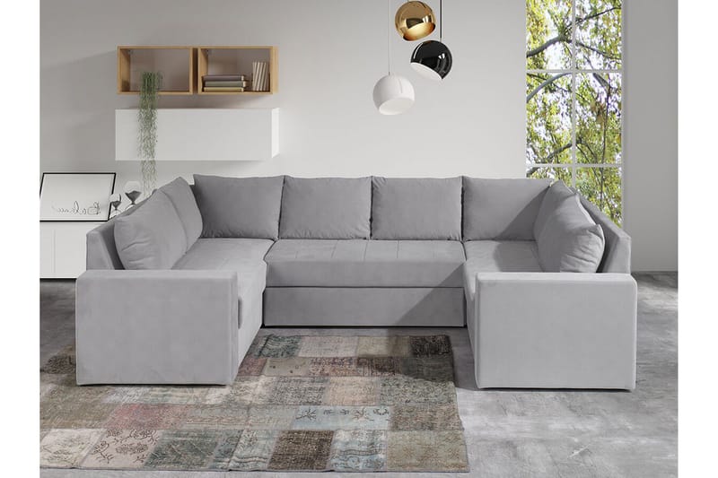 Staffin 4-personers U-formet Hjørnesovesofa 140x276 cm med Opbevaring i Stof - Grå - Møbler - Sofaer - Sovesofaer
