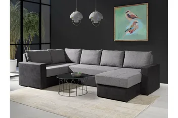 Staffin 4-personers Højre U-formet Hjørnesovesofa 140x270 cm med Opbevaring i Stof - Grå - Møbler - Sofaer - Sovesofaer