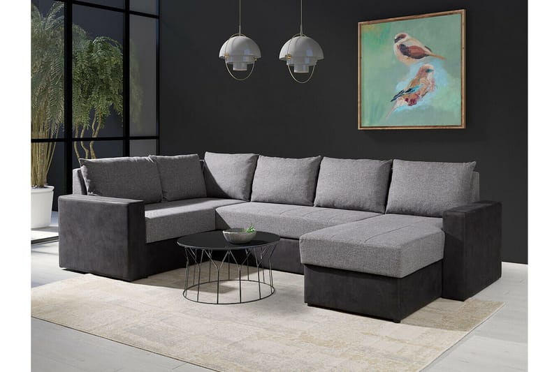 Staffin 4-personers Højre U-formet Hjørnesovesofa 140x270 cm med Opbevaring i Stof - Grå - Møbler - Sofaer - Sovesofaer
