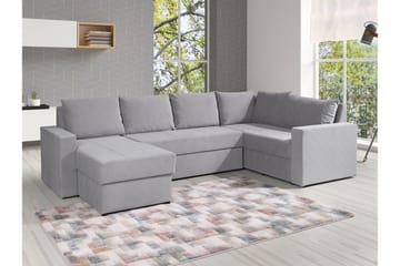 Staffin 4-personers Venstre U-formet Hjørnesovesofa 140x270 cm med Opbevaring i Stof - Grå - Møbler - Sofaer - Sovesofaer
