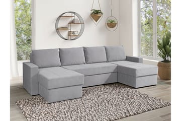 Staffin 4-personers U-formet Hjørnesovesofa 140x283 cm med Opbevaring i Stof - Grå - Møbler - Sofaer - Sovesofaer