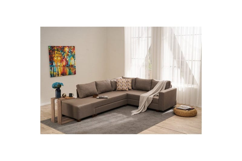 Sufian Hjørne sovesofa 4 personers - Brun - Møbler - Sofaer - Sovesofaer