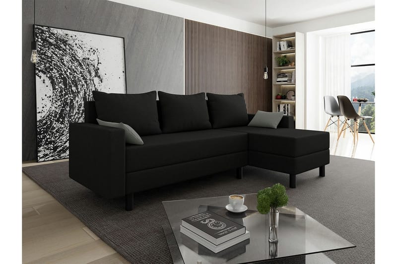 Summerhill 3-personers Hjørnesofa - Sort - Møbler - Sofaer - Sovesofaer