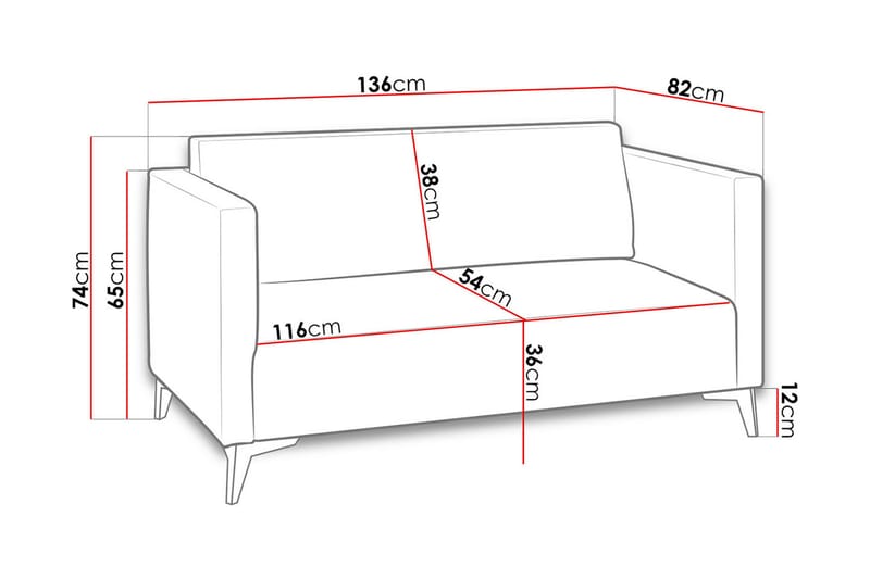 Szafir 2-Pers. Sofa 82x136 cm - Gul - Sovesofaer - 2 personers sovesofa - Velour sofaer