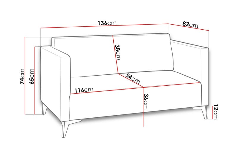 Szafir 2-Pers. Sofa 82x136 cm - Gul - Møbler - Sofaer - 2 personers sofa