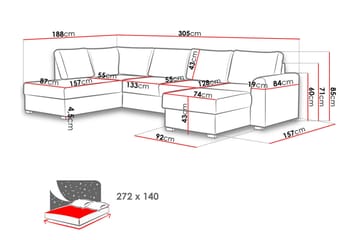 Taberk Sovesofa m. To Chaiselonger - Møbler - Sofaer - Sovesofaer